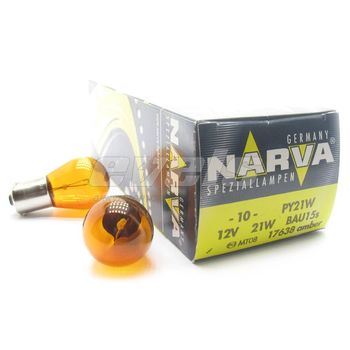 Лампа "NARVA" 12v 21W (BAU15s) оранж. /PY21W